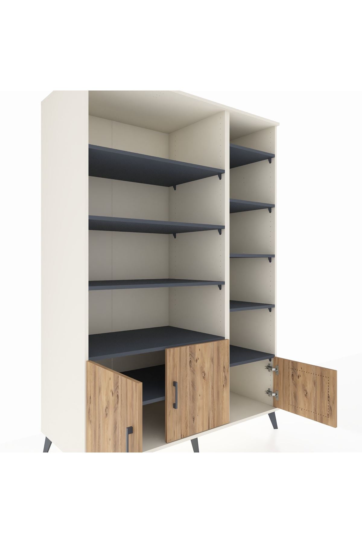 Kronos Dolap 10 Raflı 3 Kapaklı 132x59x195 Aytaşı-Çam/Antrasit