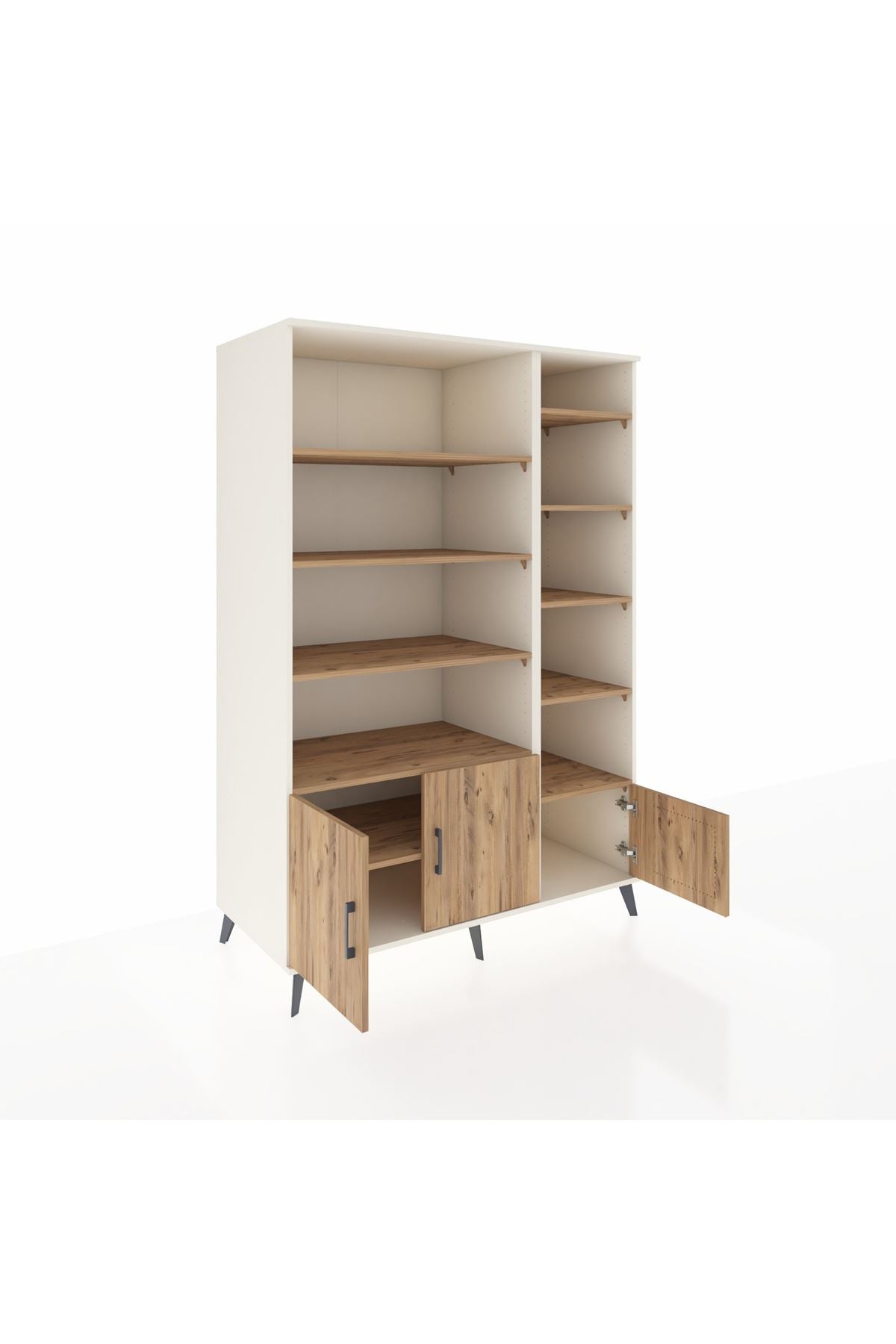 Kronos Dolap 10 Raflı 3 Kapaklı 132x59x195 Aytaşı-Çam/Çam