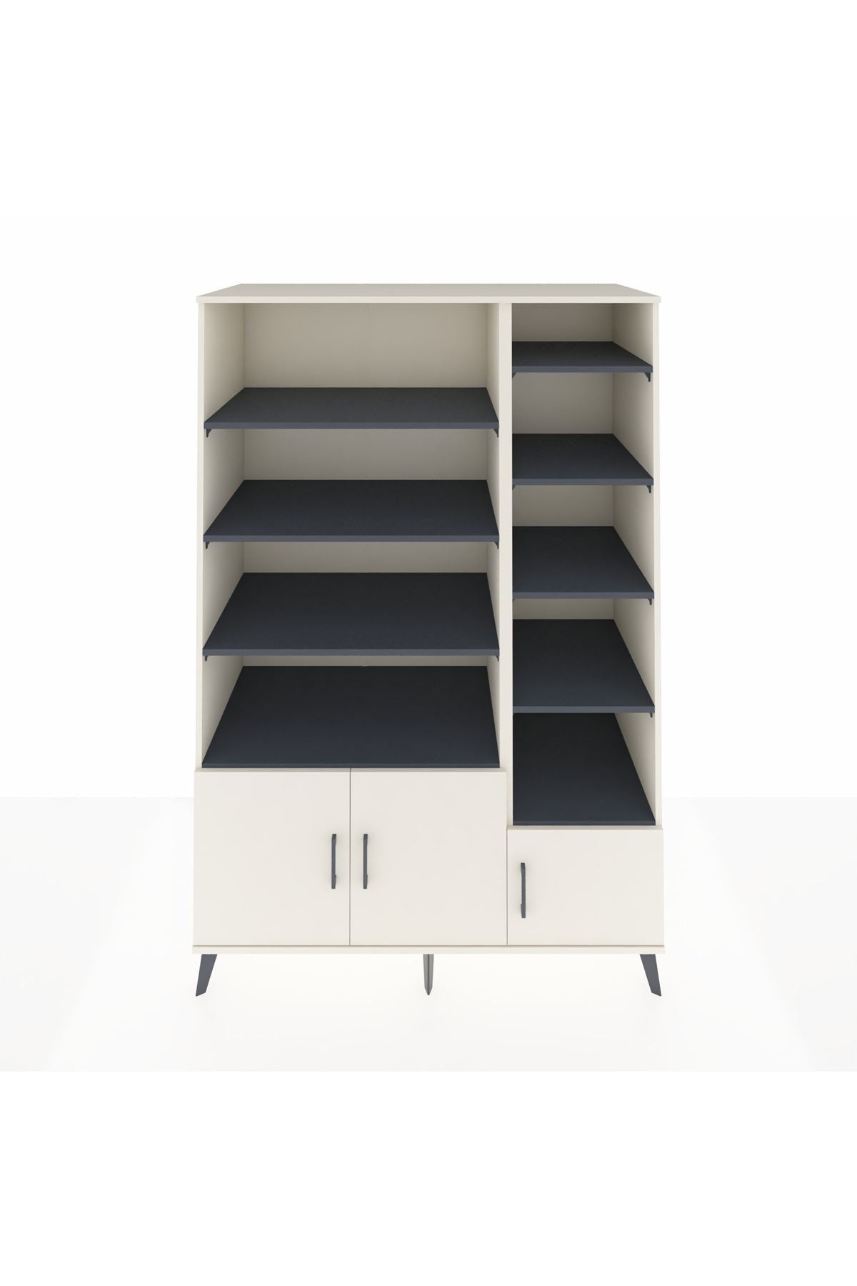 Kronos Dolap 10 Raflı 3 Kapaklı 132x59x195 Aytaşı-Aytaşı/Antrasit