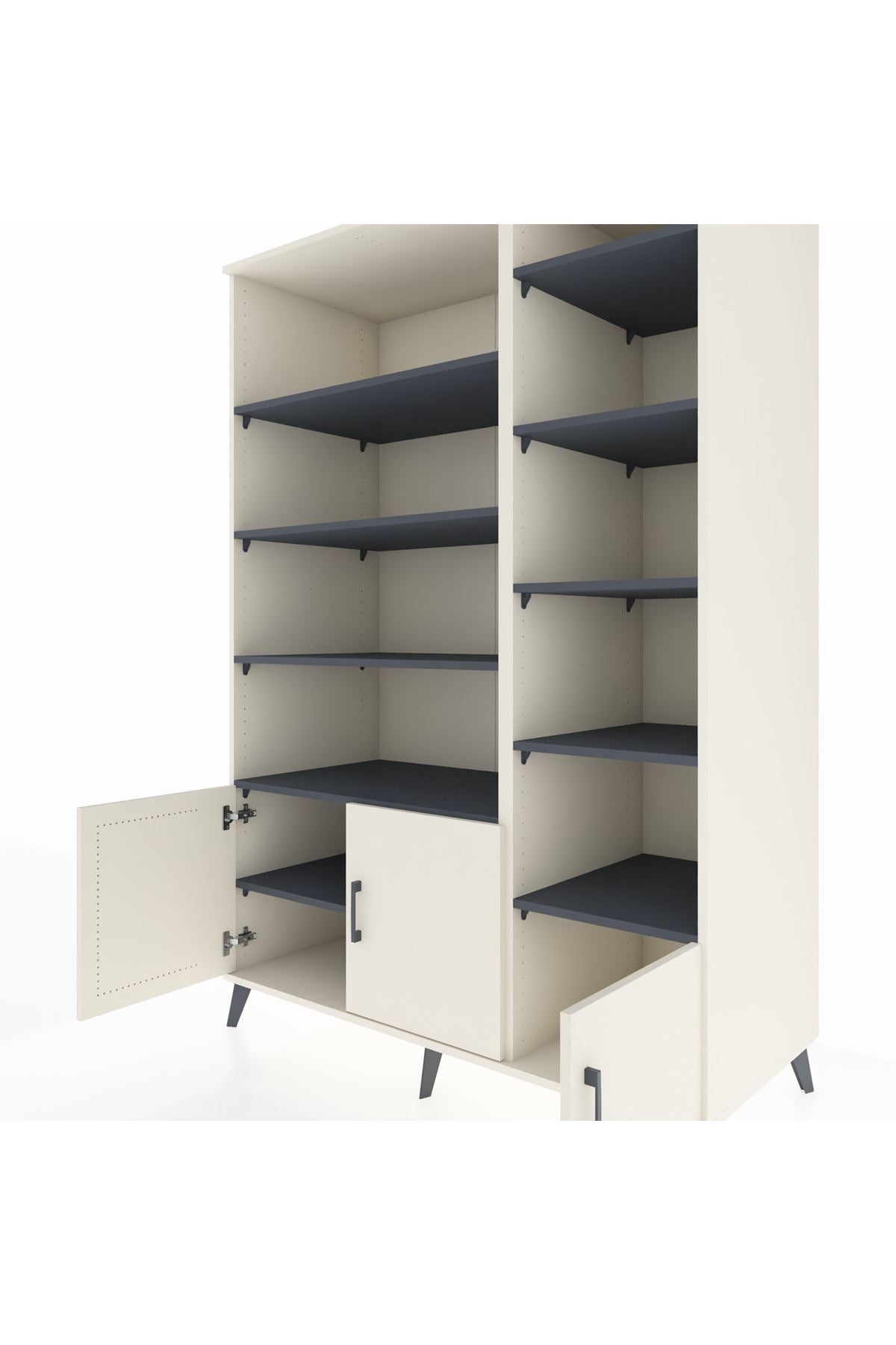 Kronos Dolap 10 Raflı 3 Kapaklı 132x59x195 Aytaşı-Aytaşı/Antrasit