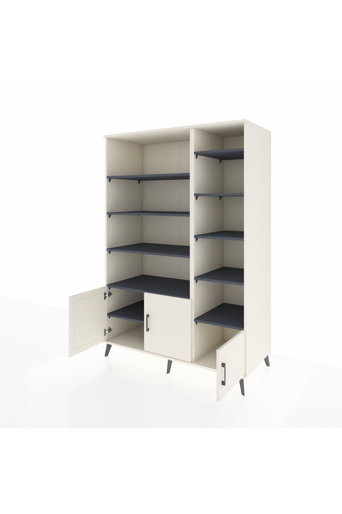 Kronos Dolap 10 Raflı 3 Kapaklı 132x59x195 Aytaşı-Aytaşı/Antrasit