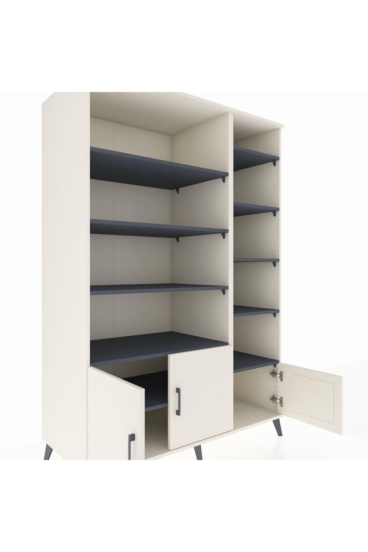 Kronos Dolap 10 Raflı 3 Kapaklı 132x59x195 Aytaşı-Aytaşı/Antrasit