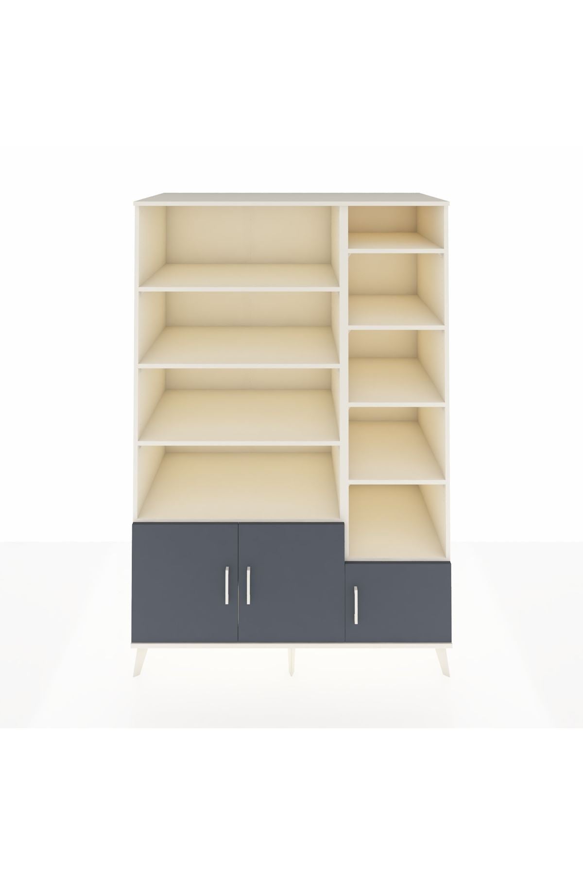 Kronos Dolap 10 Raflı 3 Kapaklı 132x59x195 Aytaşı-Antrasit/Aytaşı