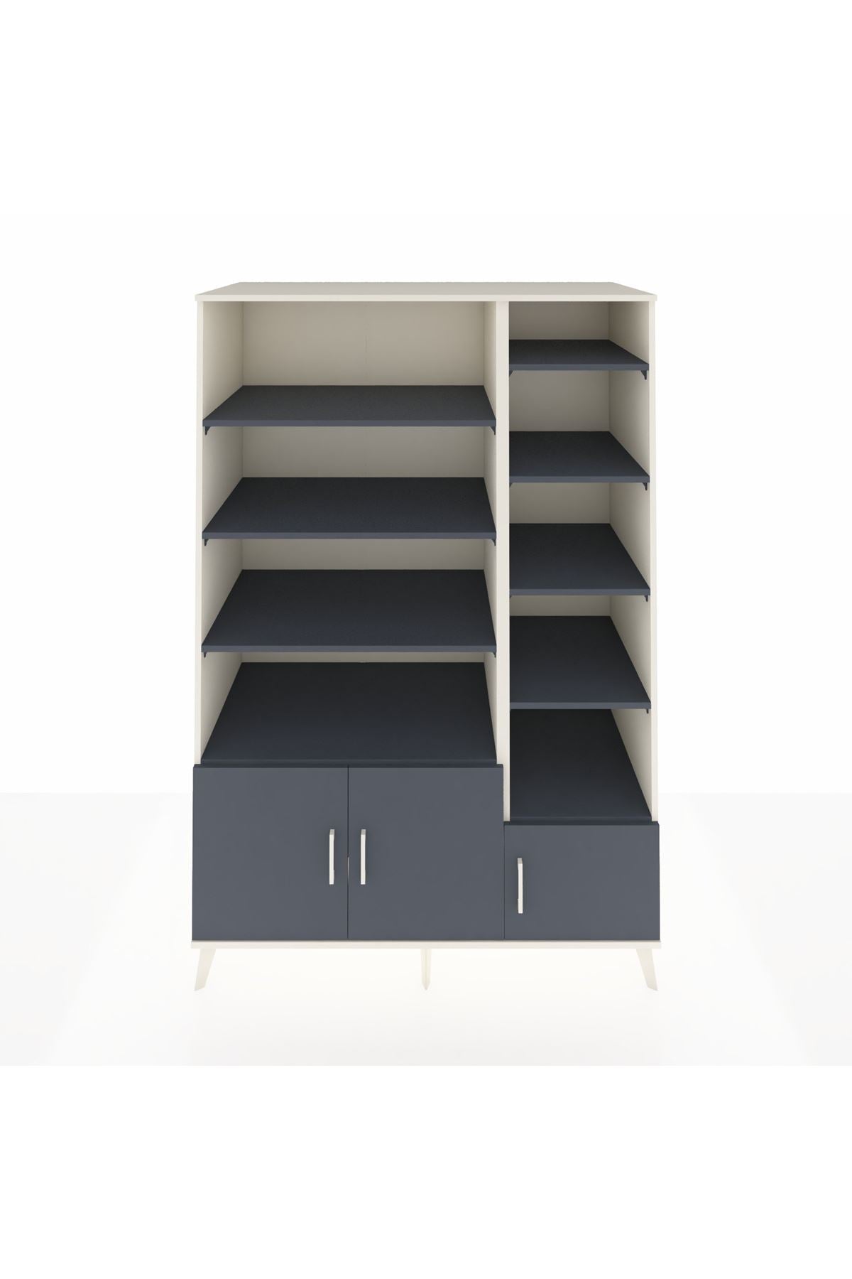 Kronos Dolap 10 Raflı 3 Kapaklı 132x59x195 Aytaşı-Antrasit/Antrasit