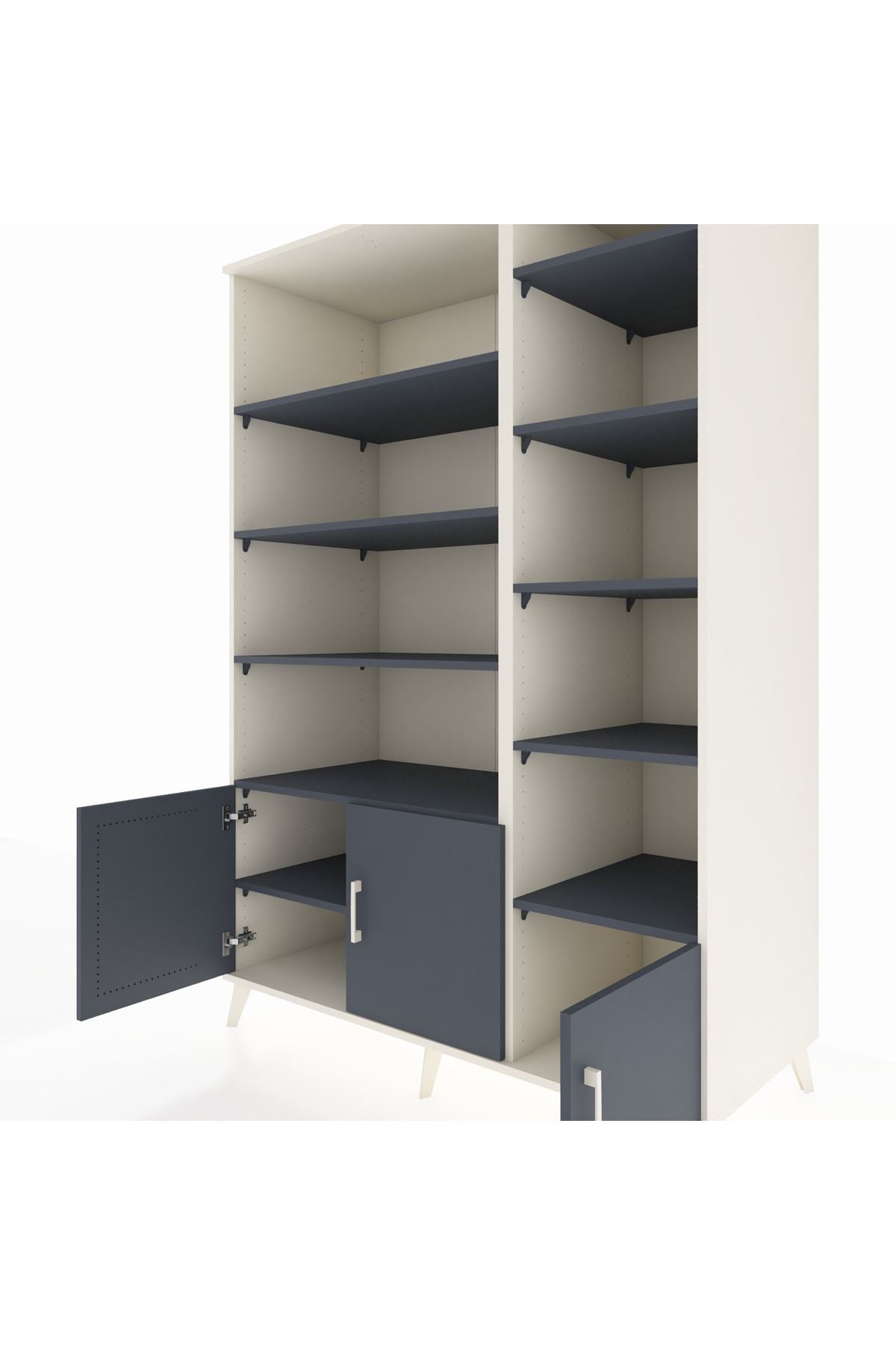 Kronos Dolap 10 Raflı 3 Kapaklı 132x59x195 Aytaşı-Antrasit/Antrasit