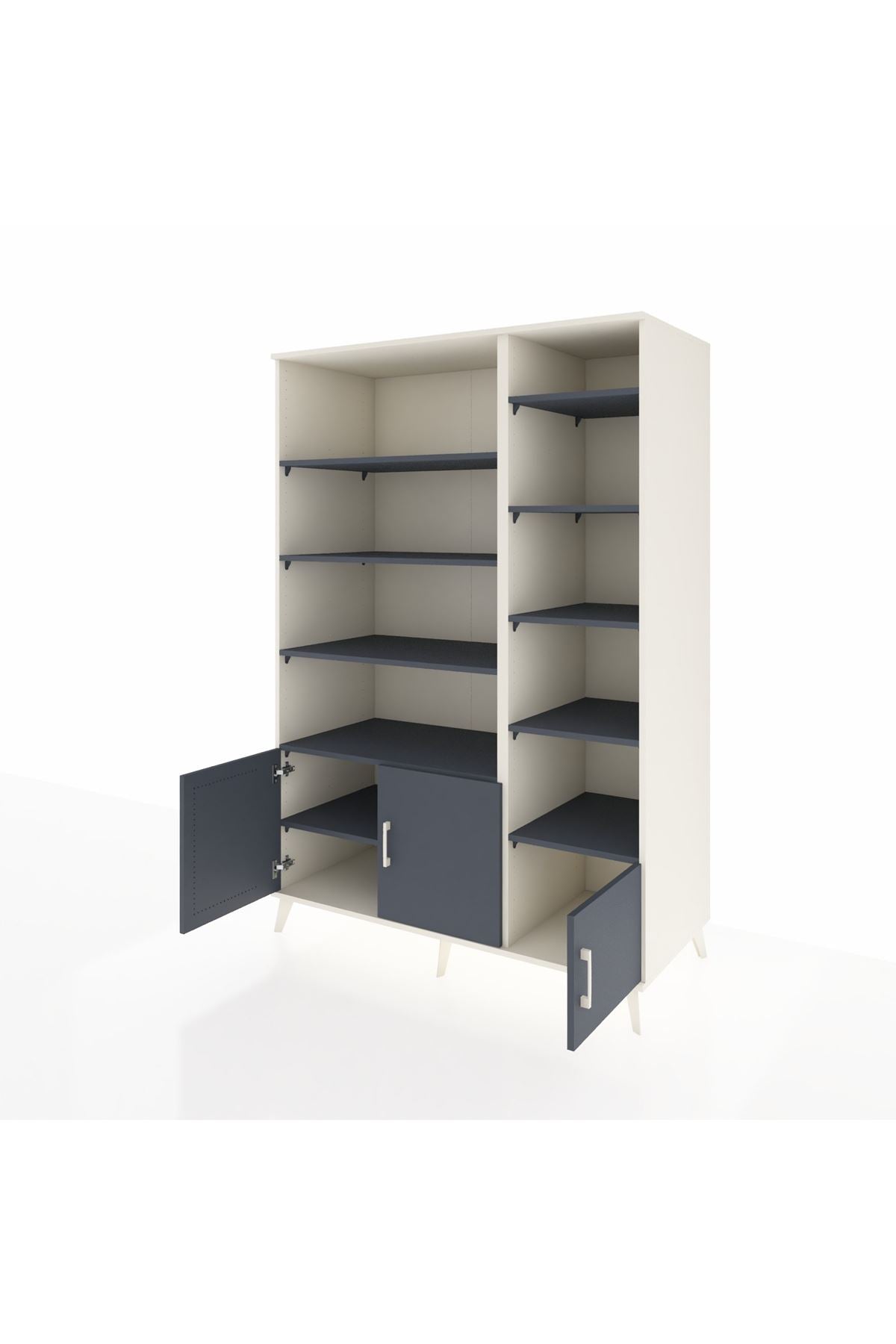 Kronos Dolap 10 Raflı 3 Kapaklı 132x59x195 Aytaşı-Antrasit/Antrasit