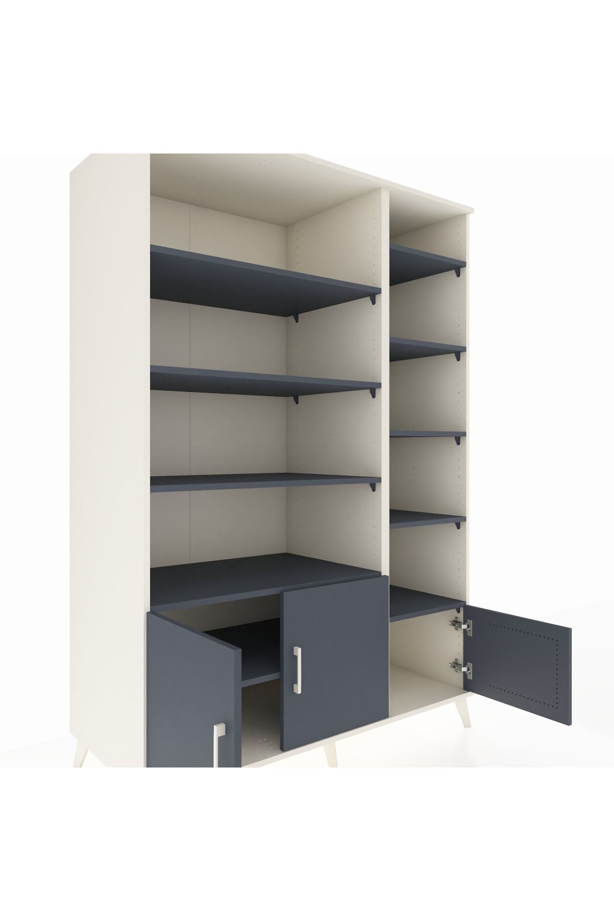 Kronos Dolap 10 Raflı 3 Kapaklı 132x59x195 Aytaşı-Antrasit/Antrasit