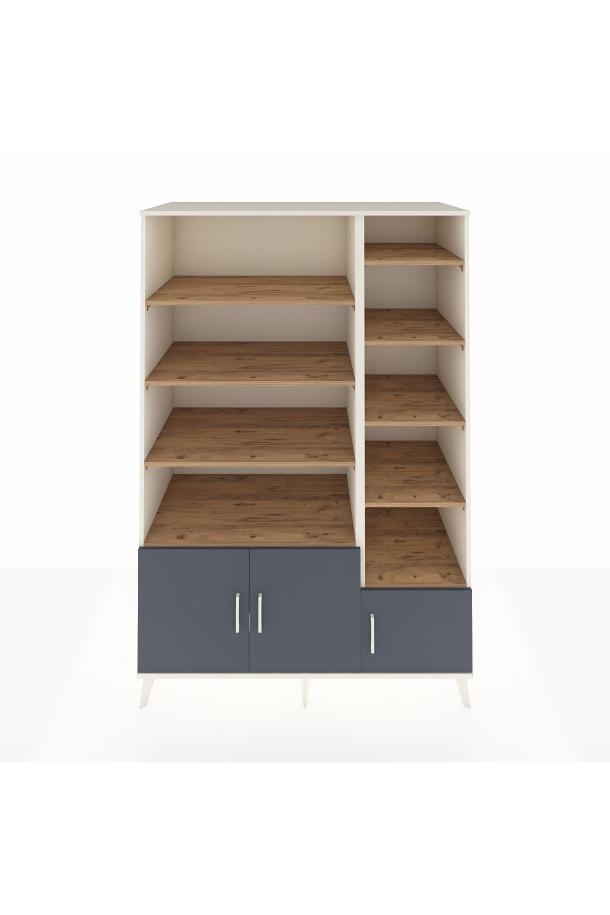 Kronos Dolap 10 Raflı 3 Kapaklı 132x59x195 Aytaşı-Antrasit/Çam