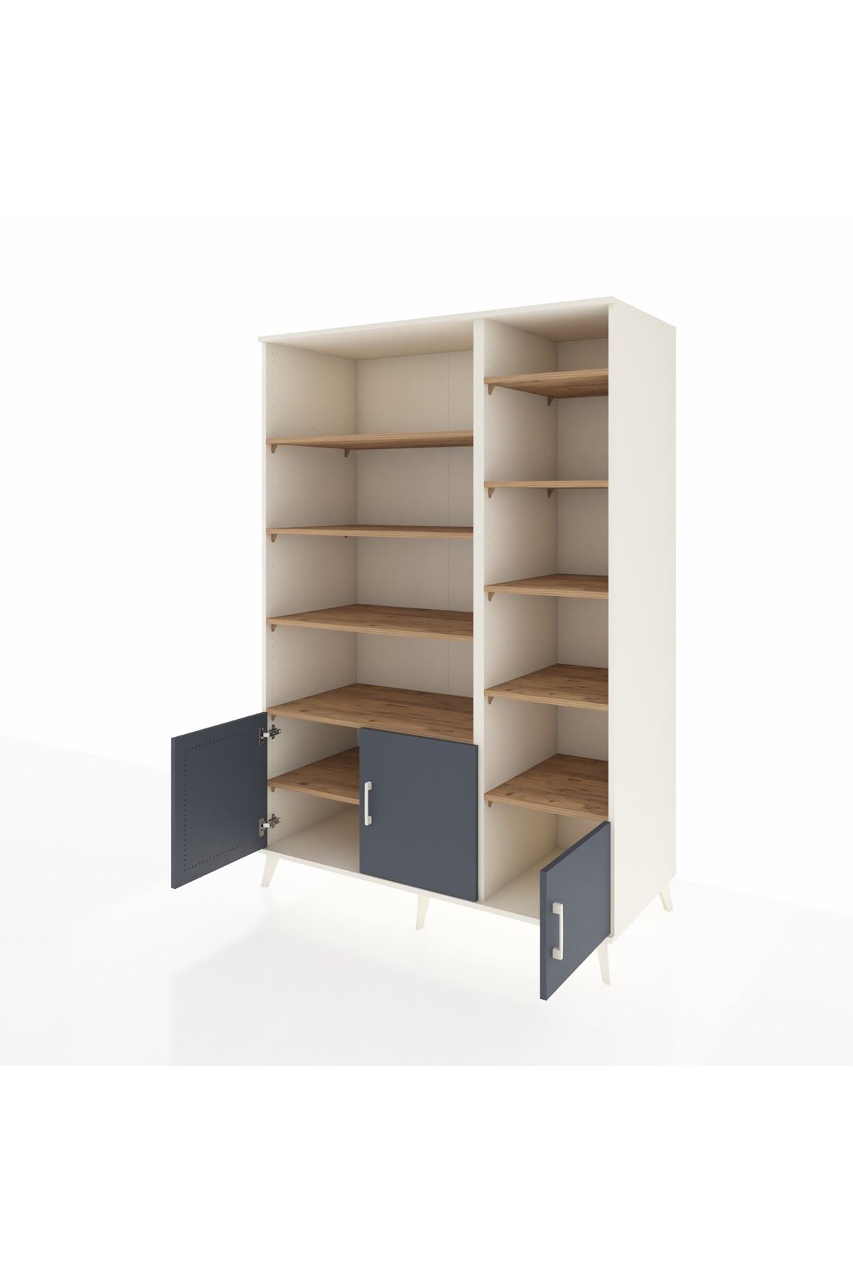 Kronos Dolap 10 Raflı 3 Kapaklı 132x59x195 Aytaşı-Antrasit/Çam