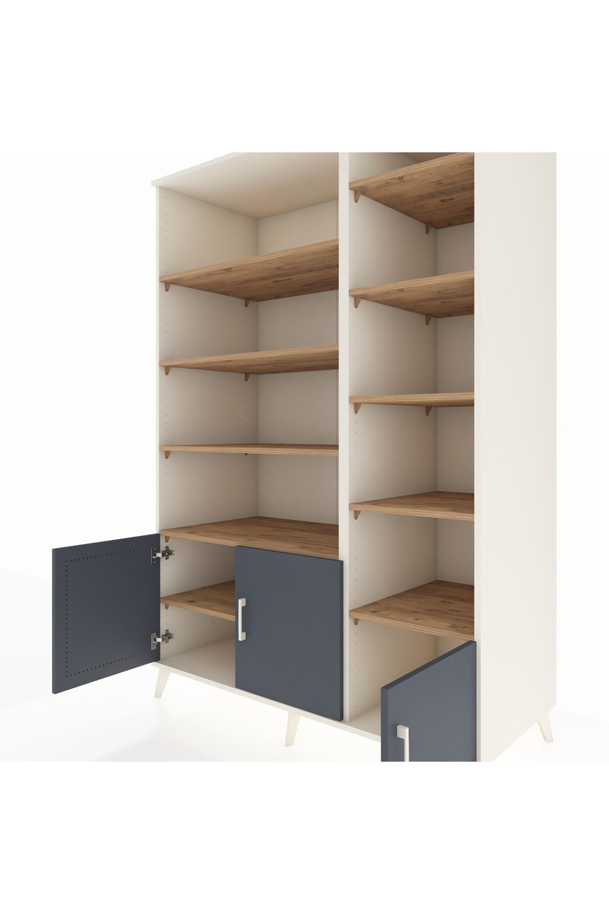 Kronos Dolap 10 Raflı 3 Kapaklı 132x59x195 Aytaşı-Antrasit/Çam