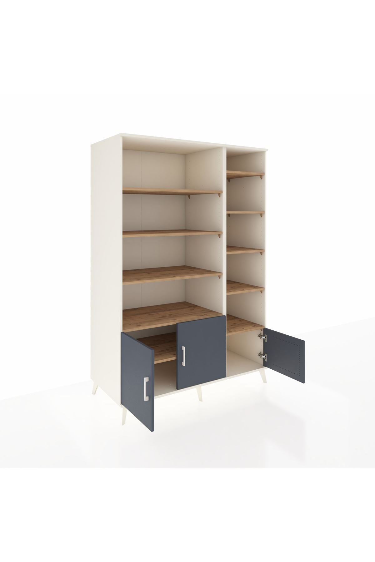 Kronos Dolap 10 Raflı 3 Kapaklı 132x59x195 Aytaşı-Antrasit/Çam