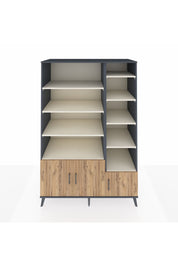 Kronos Dolap 10 Raflı 3 Kapaklı 132x59x195 Antrasit-Çam/Aytaşı