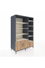 Kronos Dolap 10 Raflı 3 Kapaklı 132x59x195 Antrasit-Çam/Aytaşı