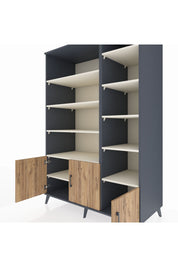 Kronos Dolap 10 Raflı 3 Kapaklı 132x59x195 Antrasit-Çam/Aytaşı