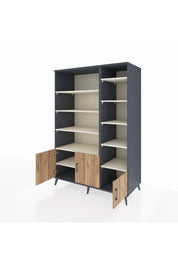 Kronos Dolap 10 Raflı 3 Kapaklı 132x59x195 Antrasit-Çam/Aytaşı