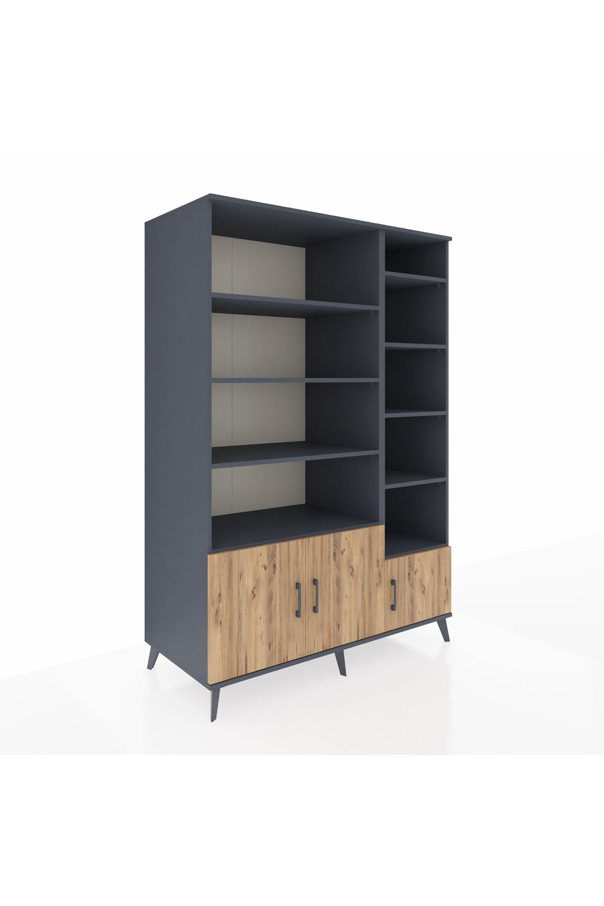 Kronos Dolap 10 Raflı 3 Kapaklı 132x59x195 Antrasit-Çam/Antrasit