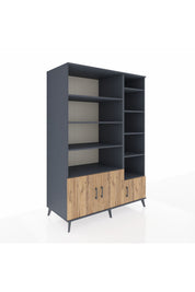 Kronos Dolap 10 Raflı 3 Kapaklı 132x59x195 Antrasit-Çam/Antrasit