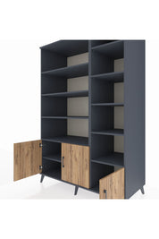 Kronos Dolap 10 Raflı 3 Kapaklı 132x59x195 Antrasit-Çam/Antrasit