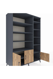 Kronos Dolap 10 Raflı 3 Kapaklı 132x59x195 Antrasit-Çam/Antrasit