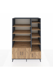 Kronos Dolap 10 Raflı 3 Kapaklı 132x59x195 Antrasit-Çam/Çam