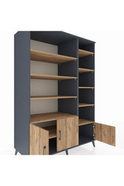 Kronos Dolap 10 Raflı 3 Kapaklı 132x59x195 Antrasit-Çam/Çam