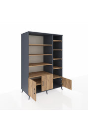 Kronos Dolap 10 Raflı 3 Kapaklı 132x59x195 Antrasit-Çam/Çam