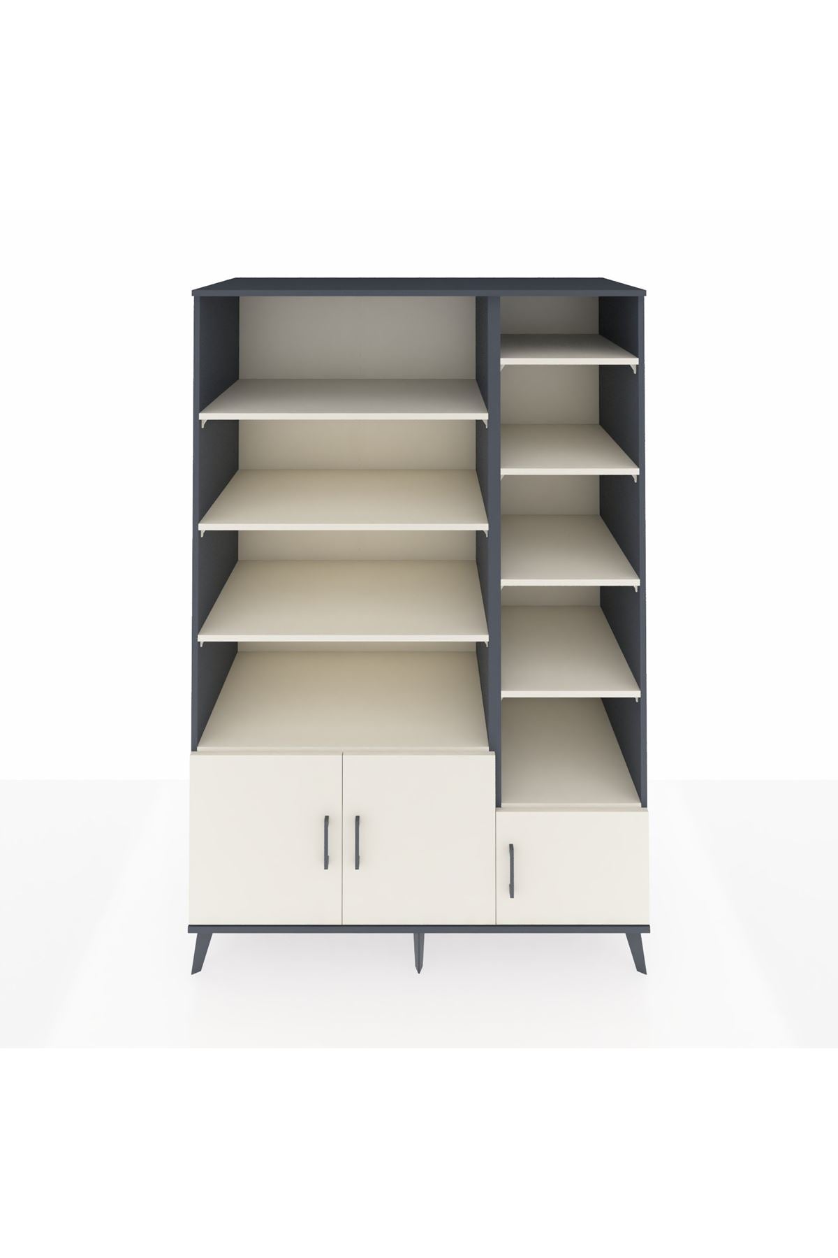 Kronos Dolap 10 Raflı 3 Kapaklı 132x59x195 Antrasit-Aytaşı/Aytaşı