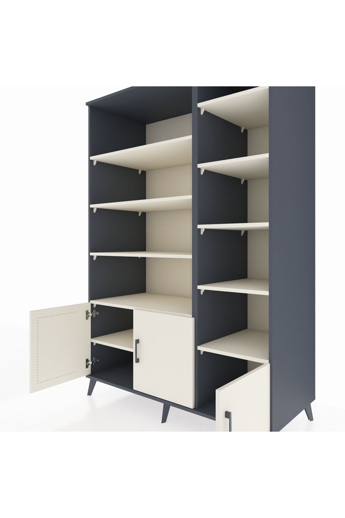 Kronos Dolap 10 Raflı 3 Kapaklı 132x59x195 Antrasit-Aytaşı/Aytaşı