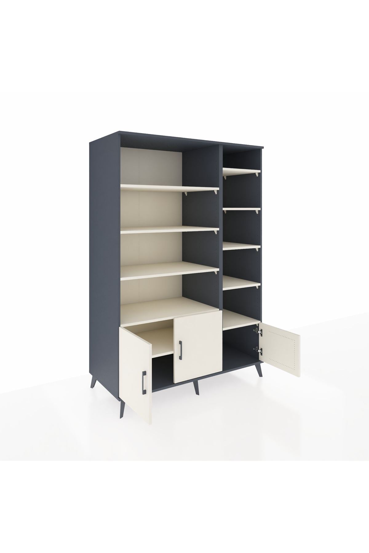 Kronos Dolap 10 Raflı 3 Kapaklı 132x59x195 Antrasit-Aytaşı/Aytaşı