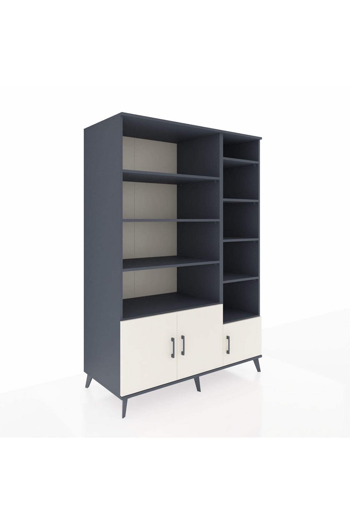 Kronos Dolap 10 Raflı 3 Kapaklı 132x59x195 Antrasit-Aytaşı/Antrasit