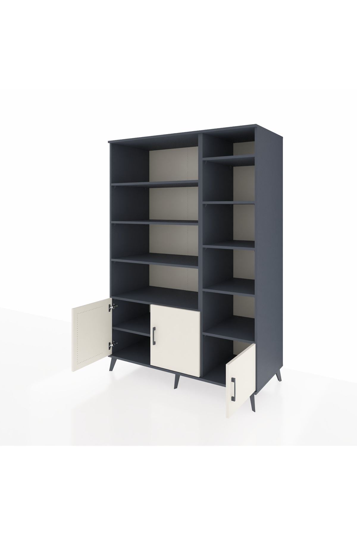 Kronos Dolap 10 Raflı 3 Kapaklı 132x59x195 Antrasit-Aytaşı/Antrasit