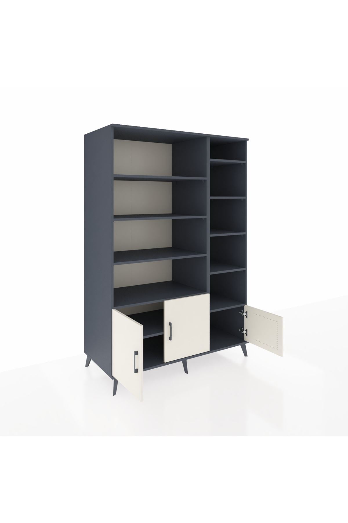 Kronos Dolap 10 Raflı 3 Kapaklı 132x59x195 Antrasit-Aytaşı/Antrasit