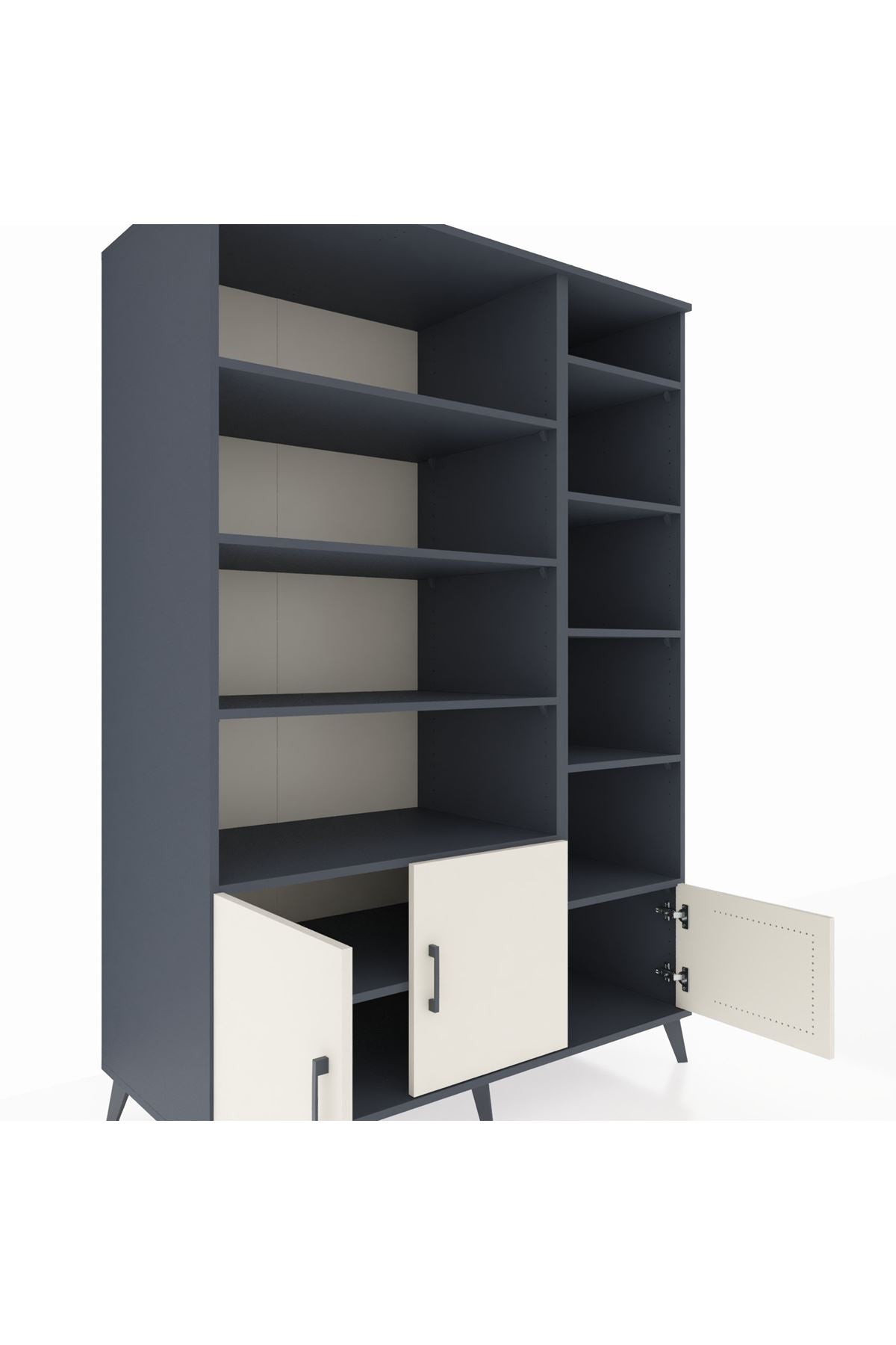 Kronos Dolap 10 Raflı 3 Kapaklı 132x59x195 Antrasit-Aytaşı/Antrasit