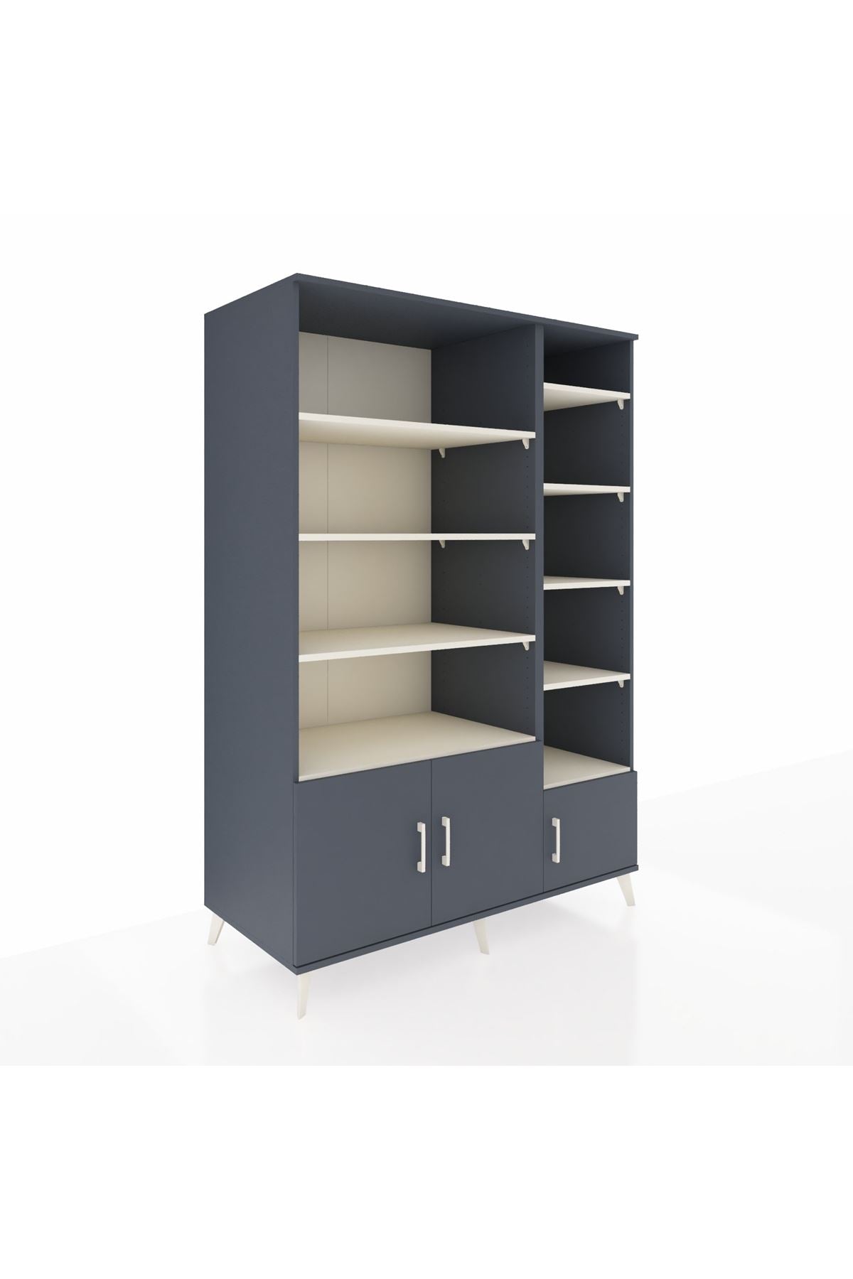 Kronos Dolap 10 Raflı 3 Kapaklı 132x59x195 Antrasit-Antrasit/Aytaşı