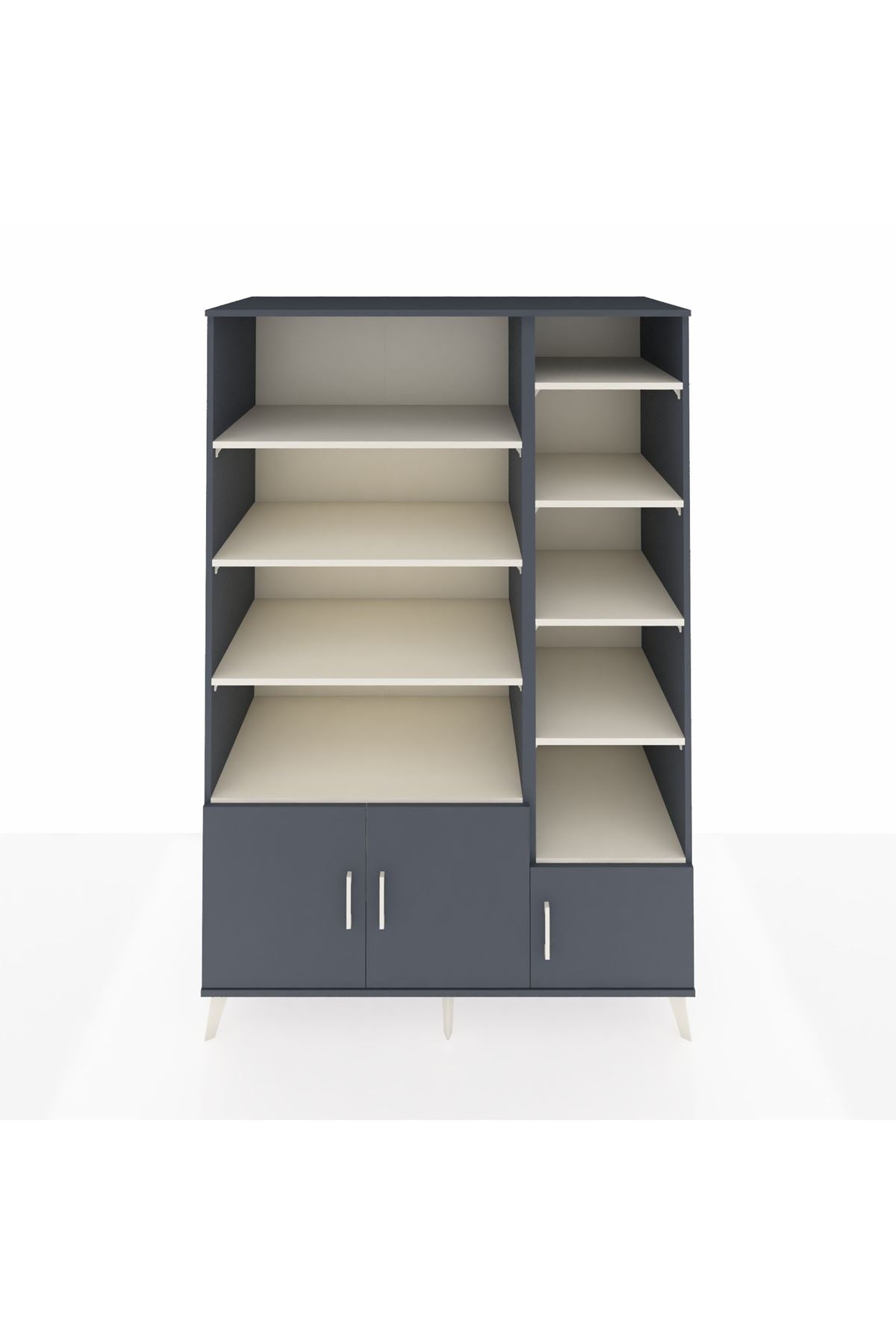 Kronos Dolap 10 Raflı 3 Kapaklı 132x59x195 Antrasit-Antrasit/Aytaşı