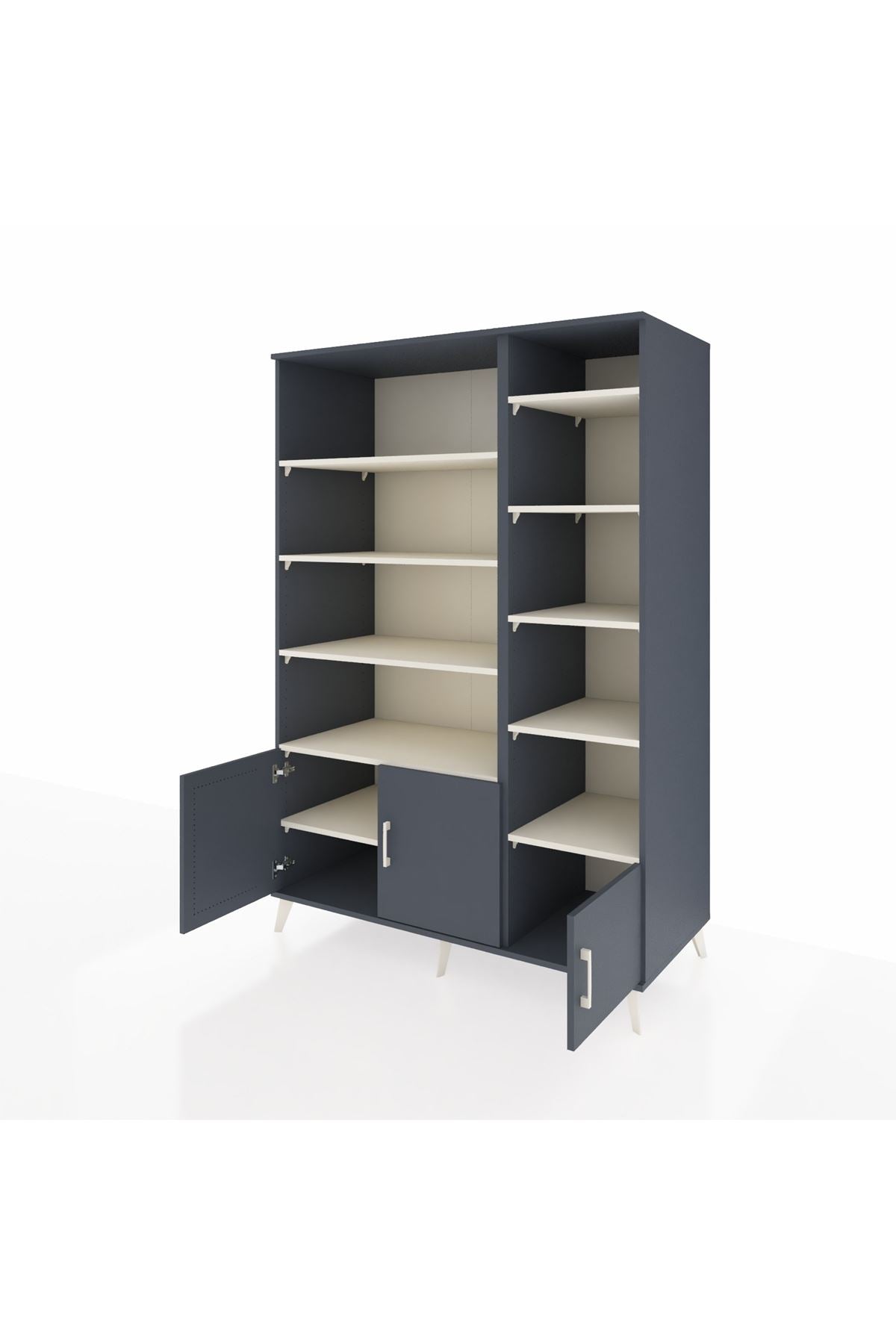 Kronos Dolap 10 Raflı 3 Kapaklı 132x59x195 Antrasit-Antrasit/Aytaşı