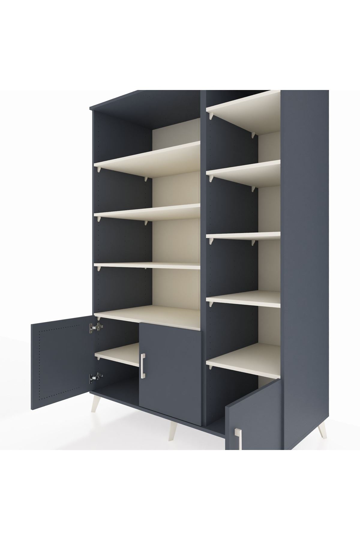 Kronos Dolap 10 Raflı 3 Kapaklı 132x59x195 Antrasit-Antrasit/Aytaşı