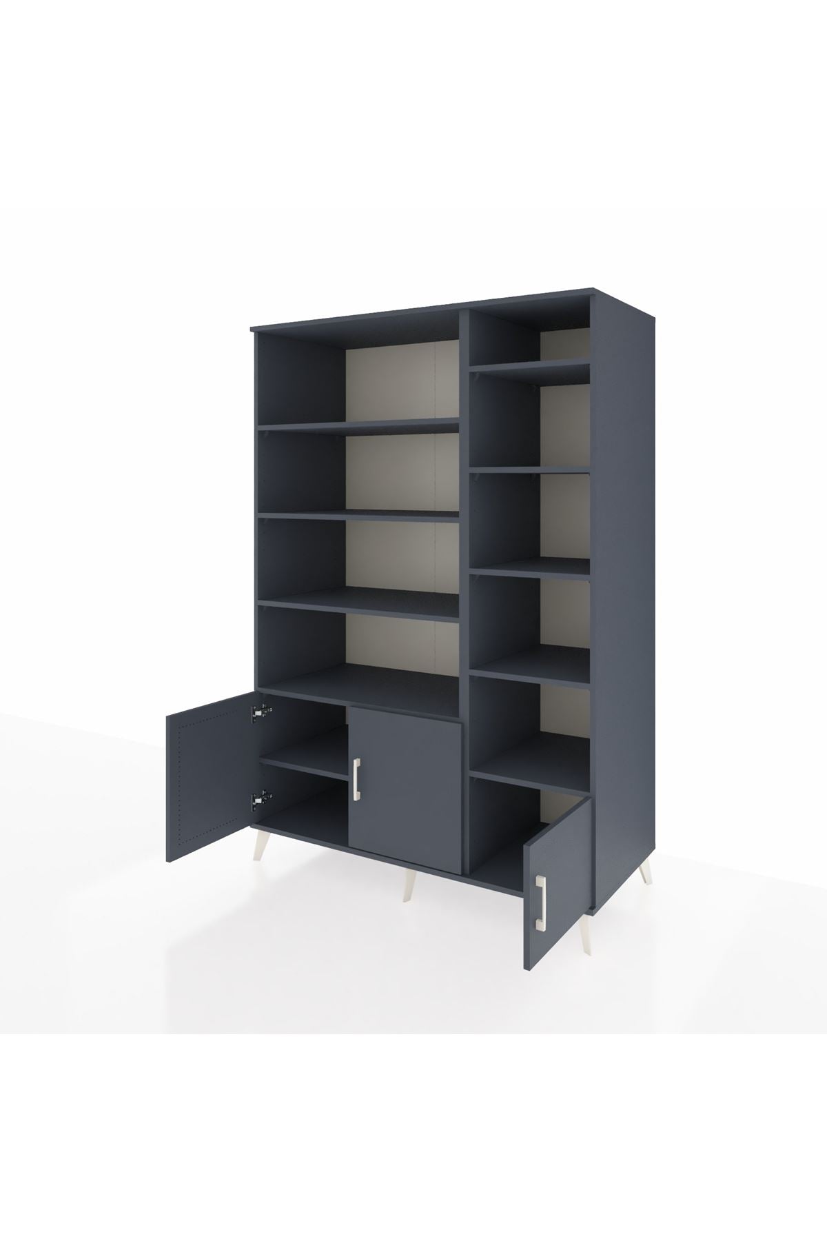 Kronos Dolap 10 Raflı 3 Kapaklı 132x59x195 Antrasit-Antrasit/Antrasit