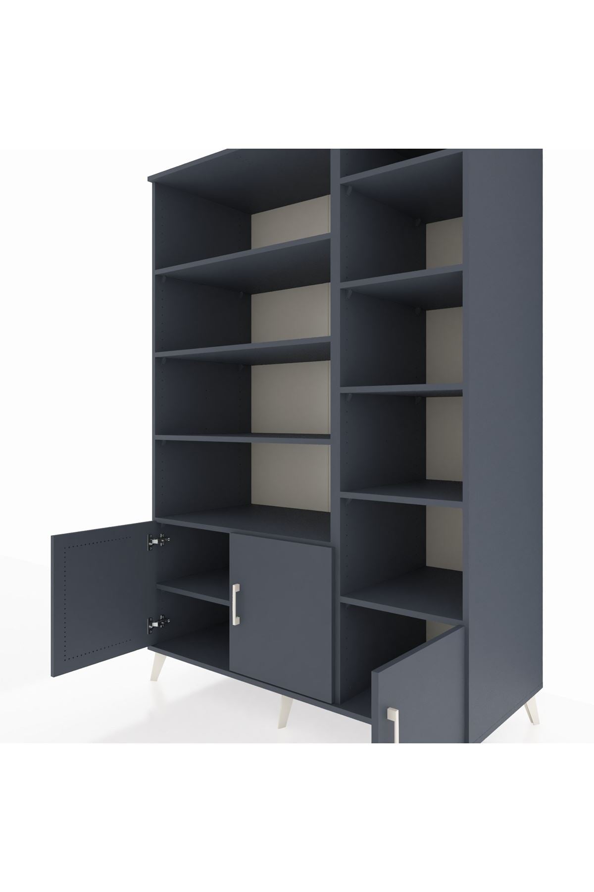 Kronos Dolap 10 Raflı 3 Kapaklı 132x59x195 Antrasit-Antrasit/Antrasit