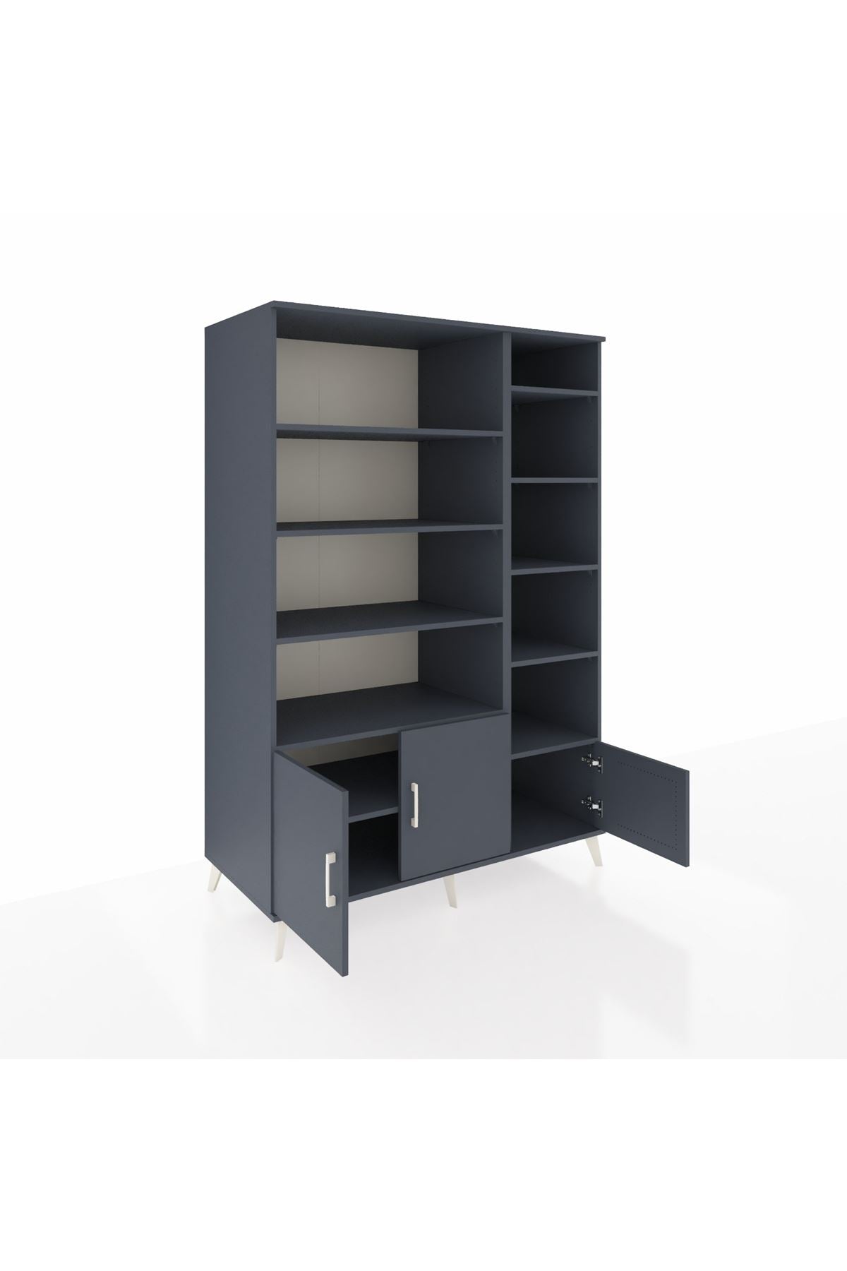 Kronos Dolap 10 Raflı 3 Kapaklı 132x59x195 Antrasit-Antrasit/Antrasit