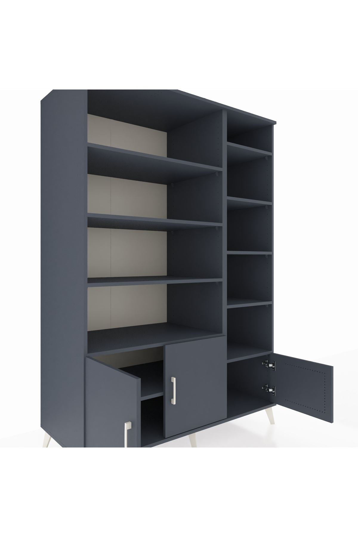 Kronos Dolap 10 Raflı 3 Kapaklı 132x59x195 Antrasit-Antrasit/Antrasit