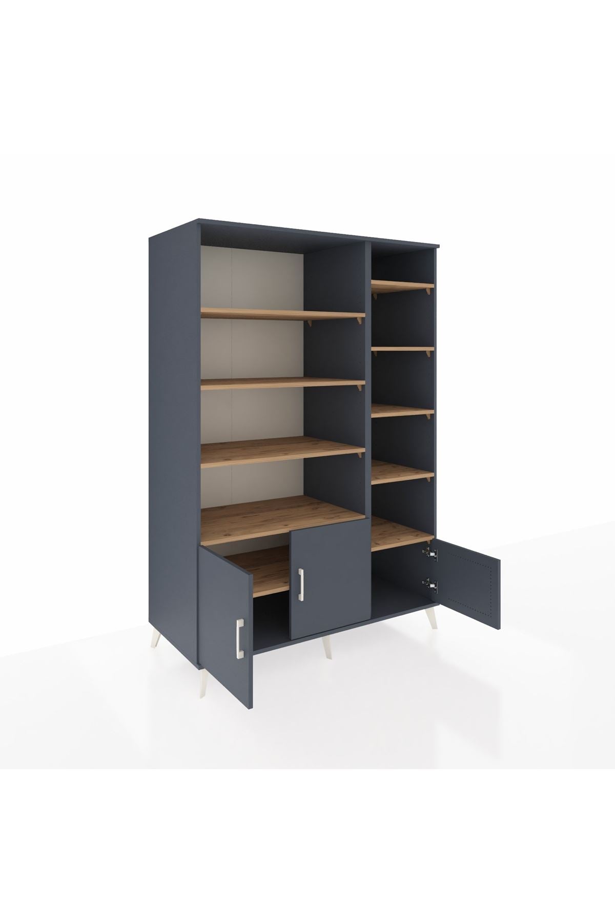 Kronos Dolap 10 Raflı 3 Kapaklı 132x59x195 Antrasit-Antrasit/Çam