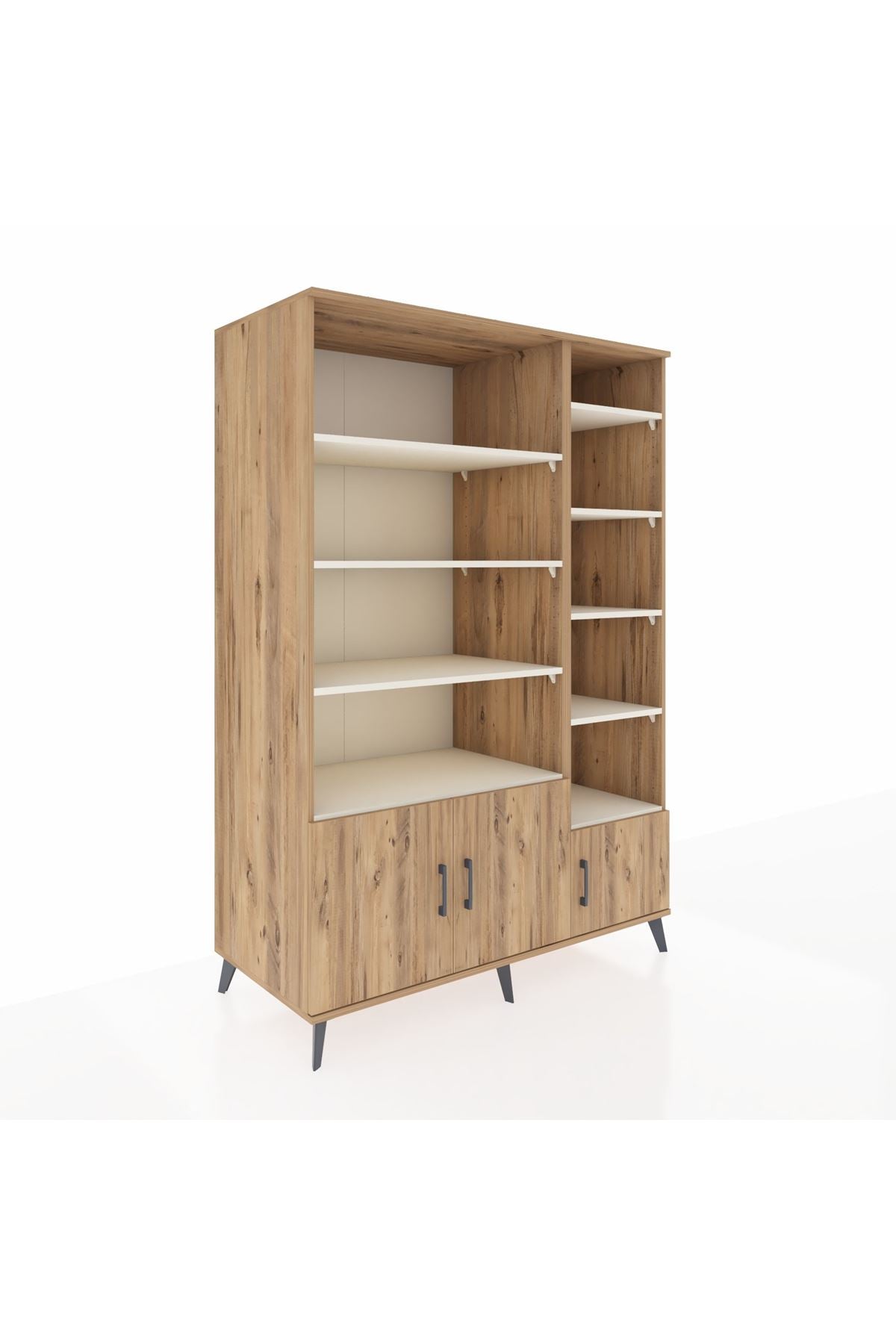 Kronos Dolap 10 Raflı 3 Kapaklı 132x59x195 Çam-Çam/Aytaşı