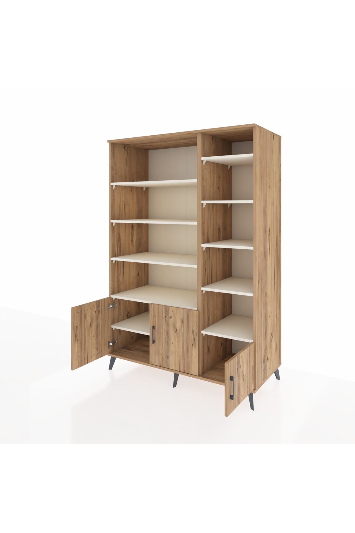 Kronos Dolap 10 Raflı 3 Kapaklı 132x59x195 Çam-Çam/Aytaşı