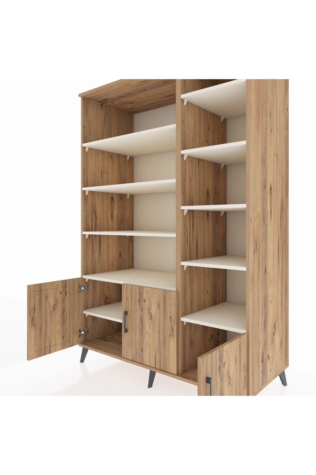 Kronos Dolap 10 Raflı 3 Kapaklı 132x59x195 Çam-Çam/Aytaşı