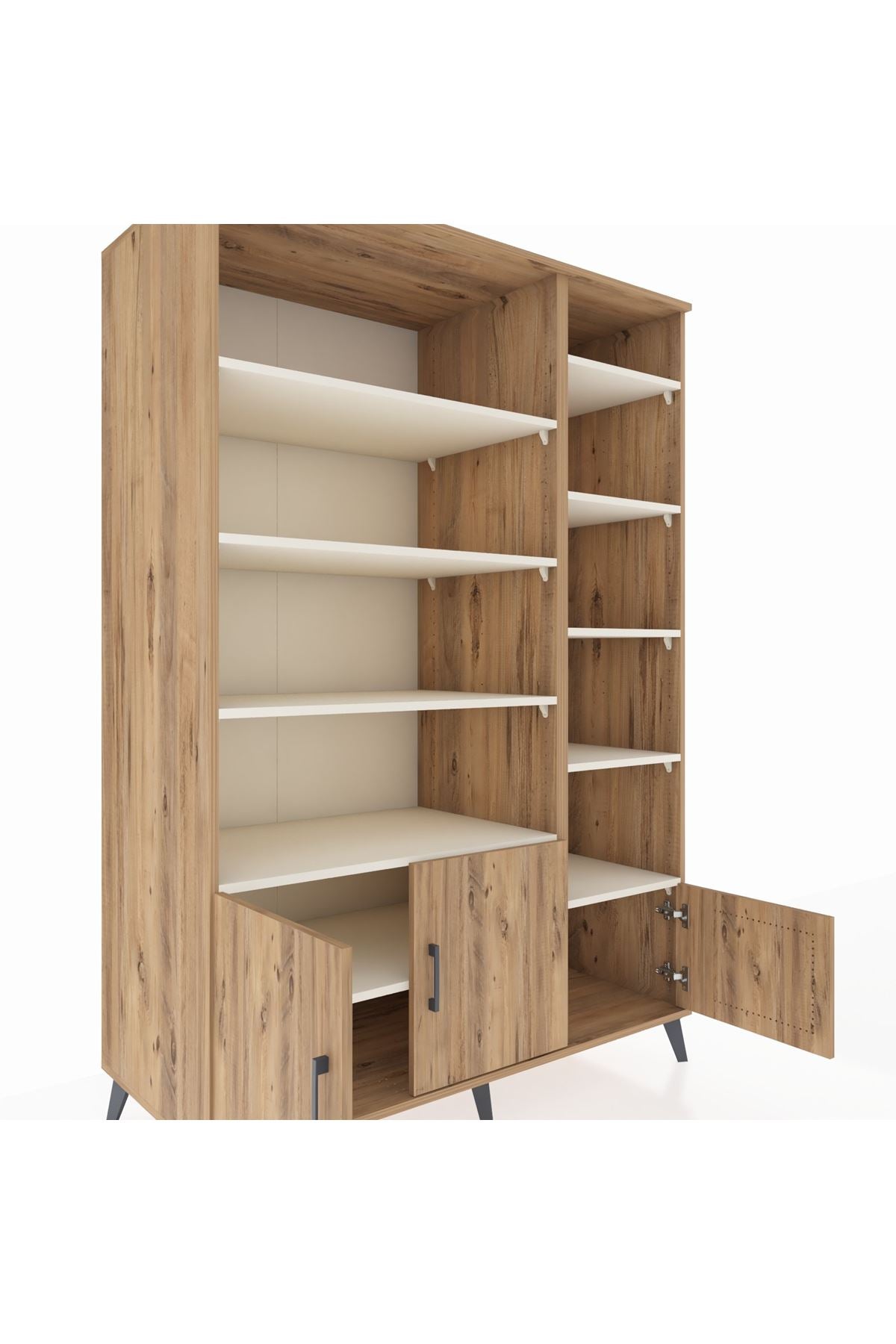 Kronos Dolap 10 Raflı 3 Kapaklı 132x59x195 Çam-Çam/Aytaşı