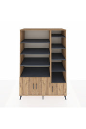 Kronos Dolap 10 Raflı 3 Kapaklı 132x59x195 Çam-Çam/Antrasit