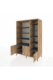 Kronos Dolap 10 Raflı 3 Kapaklı 132x59x195 Çam-Çam/Antrasit