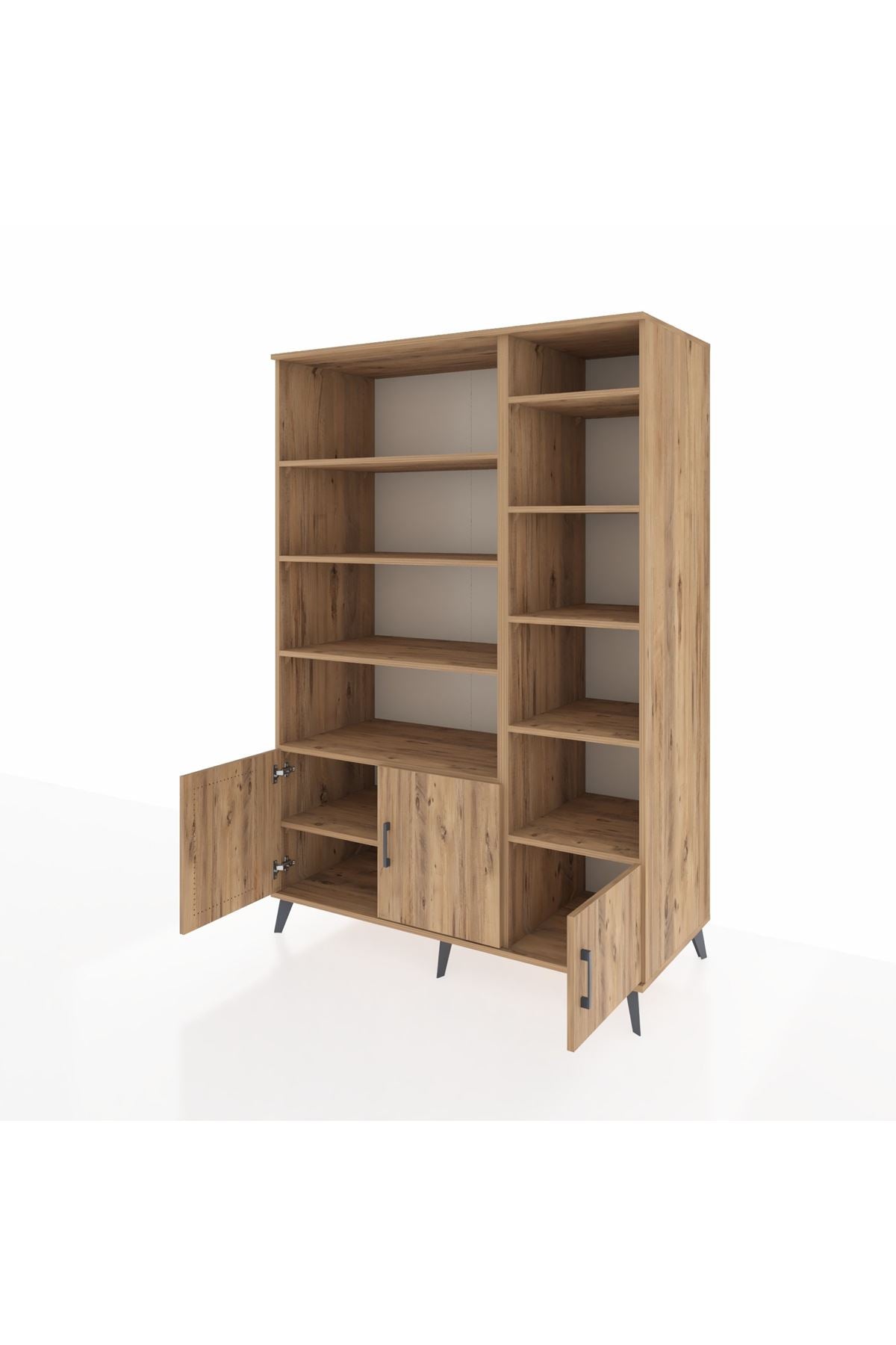 Kronos Dolap 10 Raflı 3 Kapaklı 132x59x195 Çam-Çam/Çam