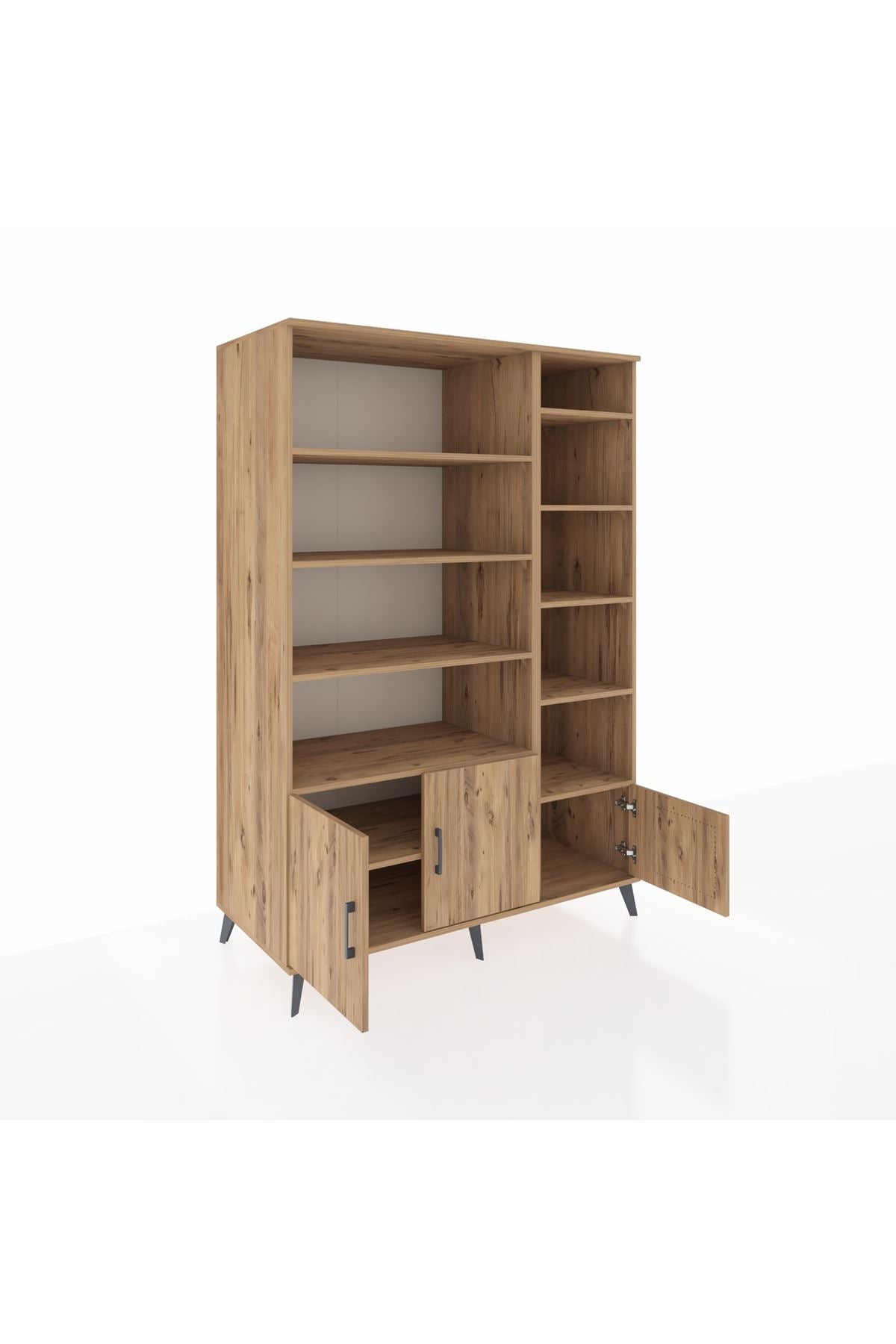 Kronos Dolap 10 Raflı 3 Kapaklı 132x59x195 Çam-Çam/Çam